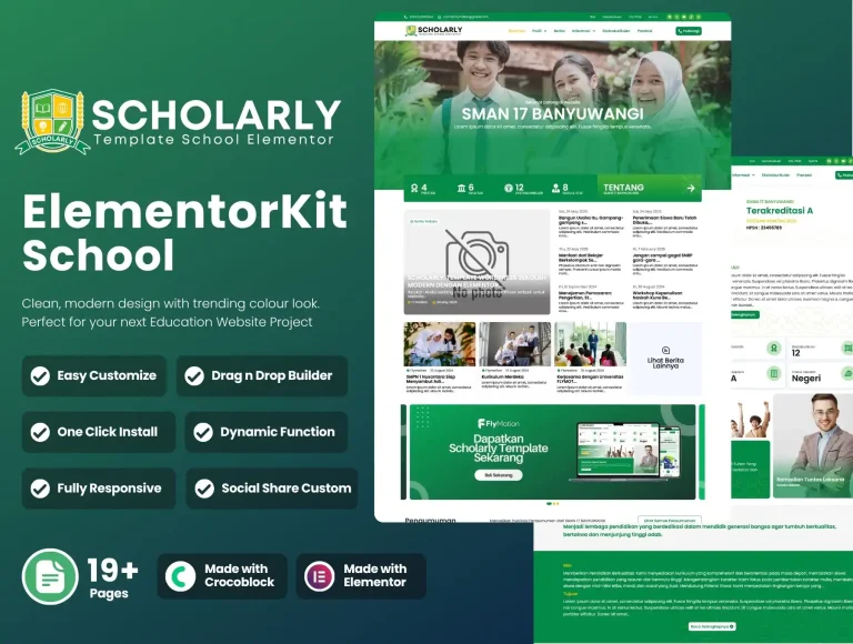 Scholarly: Template WordPress Sekolah Modern dengan Elementor & Crocoblock
