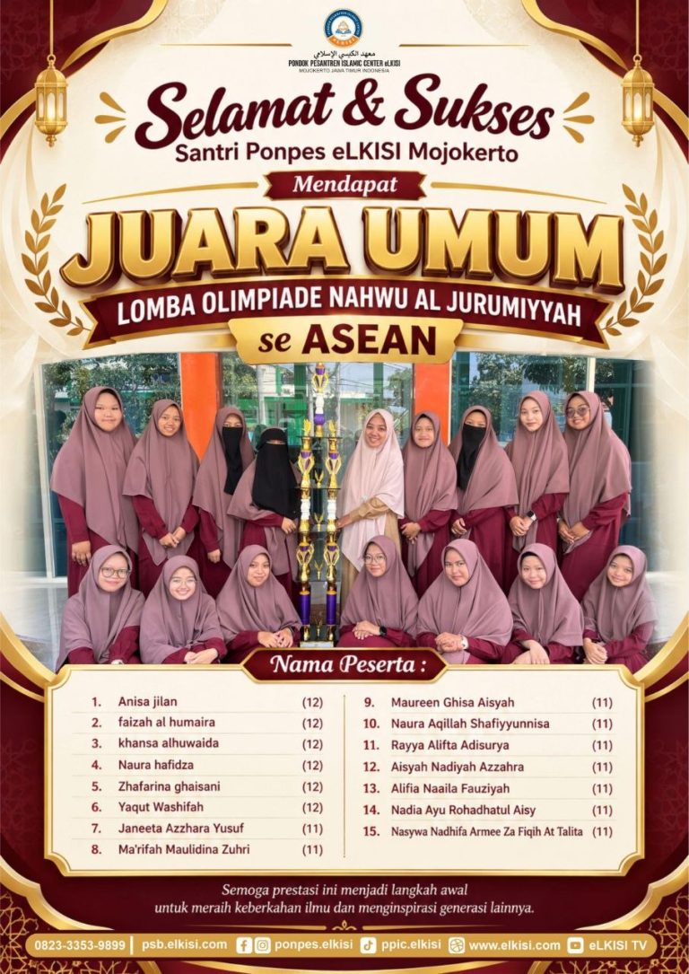 Gemparkan Asia Tenggara! 15 Santri Putri Ponpes eLKISI Sabet Juara Umum Olimpiade Nahwu Al-Jurumiyyah se-ASEAN