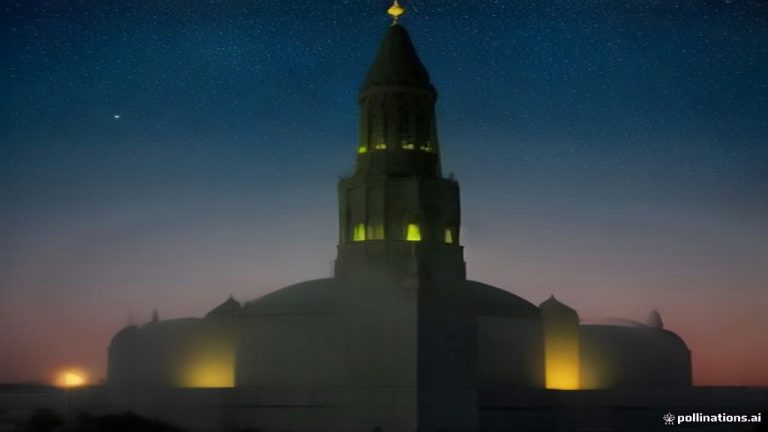 Kemegahan kubah masjid dan menara di bawah langit malam bertabur bintang lambang kemurnian aqidah
